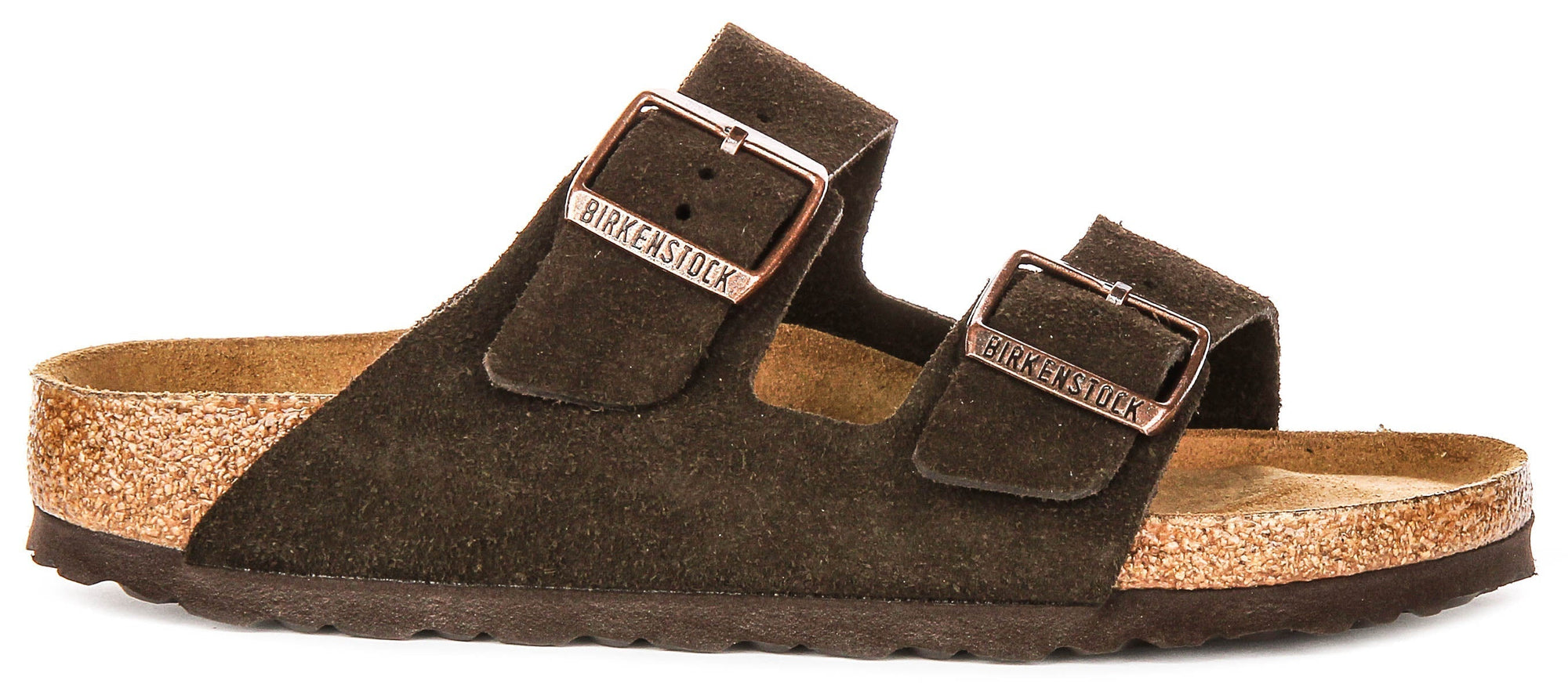 Sandali Birkenstock Arizona | Pelle scamosciata color moka - plantare morbido da uomo e donna - calzata stretta