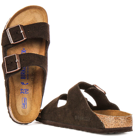 Sandali Birkenstock Arizona | Pelle scamosciata color moka - plantare morbido da uomo e donna - calzata stretta