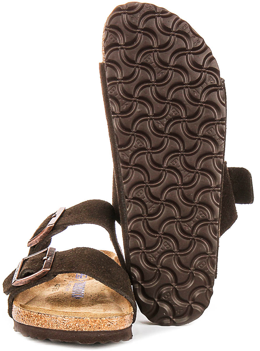 Sandali Birkenstock Arizona | Pelle scamosciata color moka - plantare morbido da uomo e donna - calzata stretta