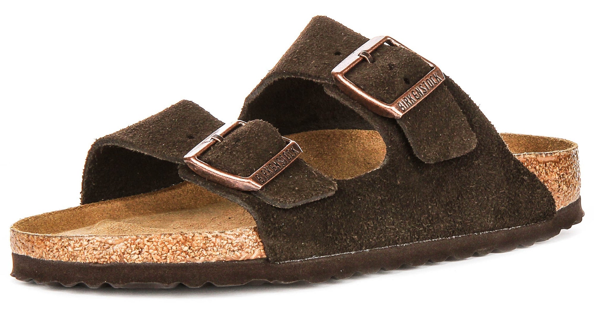 Sandali Birkenstock Arizona | Pelle scamosciata color moka - plantare morbido da uomo e donna - calzata stretta