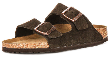 Sandali Birkenstock Arizona | Pelle scamosciata color moka - plantare morbido da uomo e donna - calzata stretta