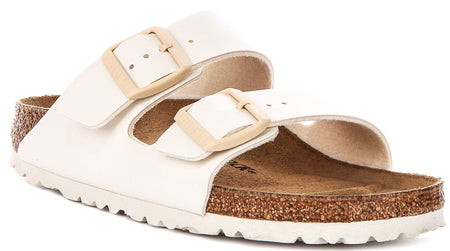 Sandales Birkenstock Arizona | Birko-Flor blanc cassé pour femme - coupe étroite