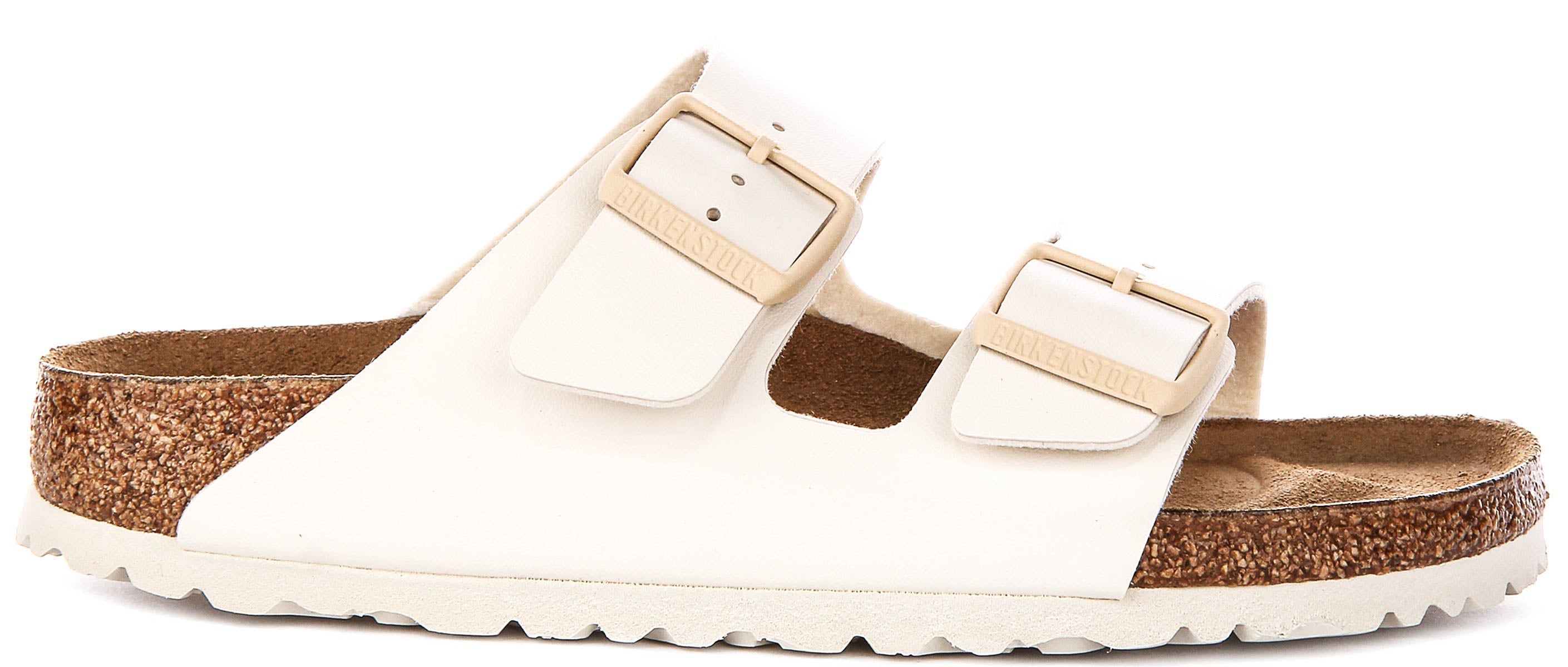 Sandales Birkenstock Arizona | Birko-Flor blanc cassé pour femme - coupe étroite