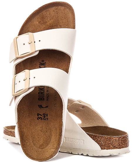 Sandales Birkenstock Arizona | Birko-Flor blanc cassé pour femme - coupe étroite