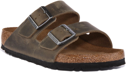 Birkenstock Arizona sandalen | olijfkleurig nubuckleer voor dames