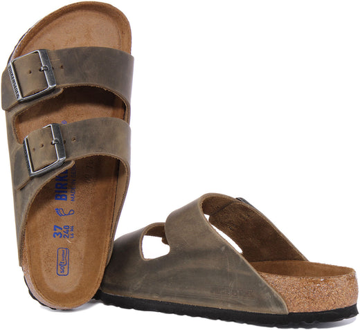 Birkenstock Arizona sandalen | olijfkleurig nubuckleer voor dames
