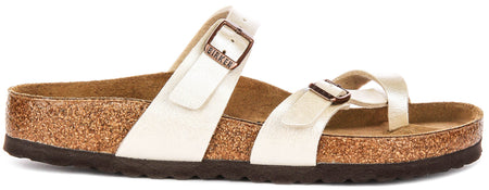 Sandali Birkenstock Mayari | Birko-Flor bianco perla - Finitura metallizzata da donna