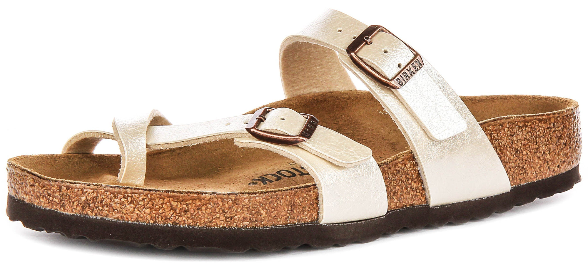 Sandali Birkenstock Mayari | Birko-Flor bianco perla - Finitura metallizzata da donna