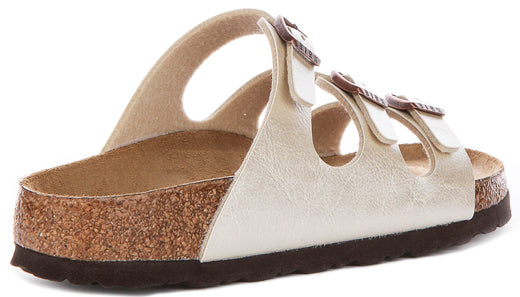 Birkenstock Florida sandalen | Parelwit Birko-Flor voor dames - Smalle pasvorm