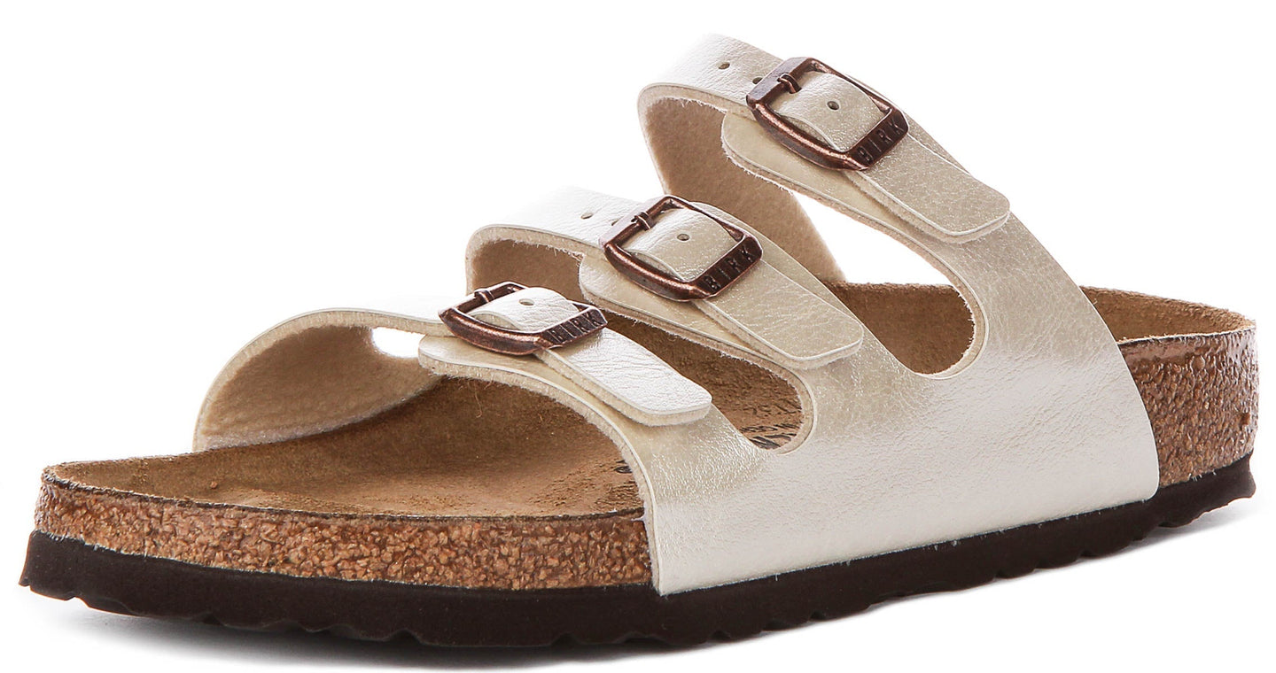 Birkenstock Florida sandalen | Parelwit Birko-Flor voor dames - Smalle pasvorm