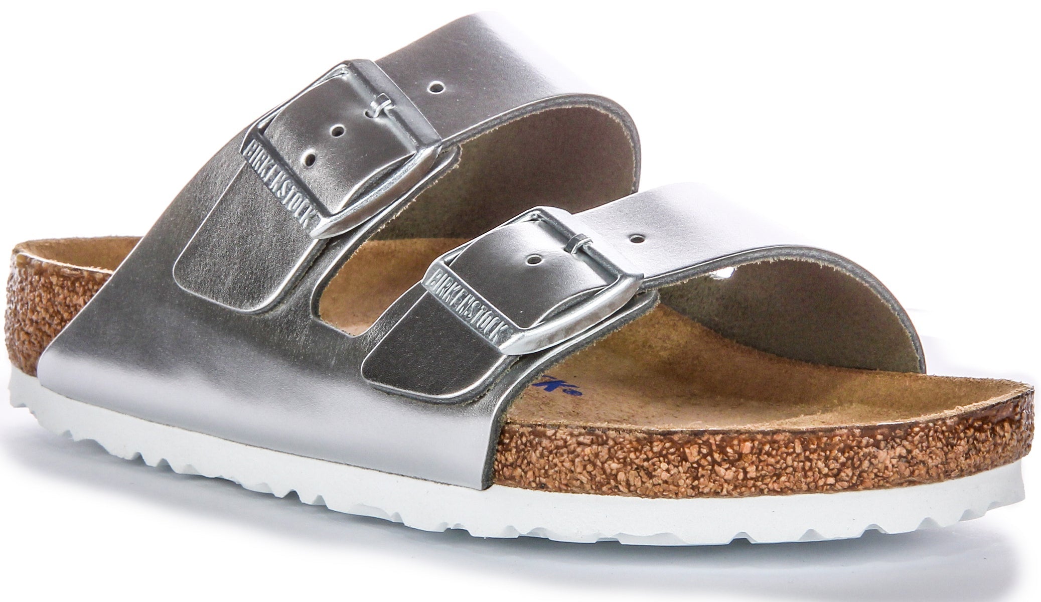 Sandalias Birkenstock Arizona | cuero auténtico plateado para mujer