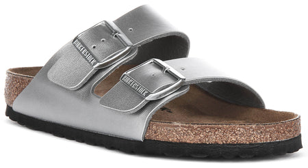 Sandali Birkenstock Arizona | Birko-Flor argento per donna - Vestibilità regolare