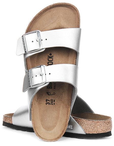 Sandali Birkenstock Arizona | Birko-Flor argento per donna - Vestibilità regolare