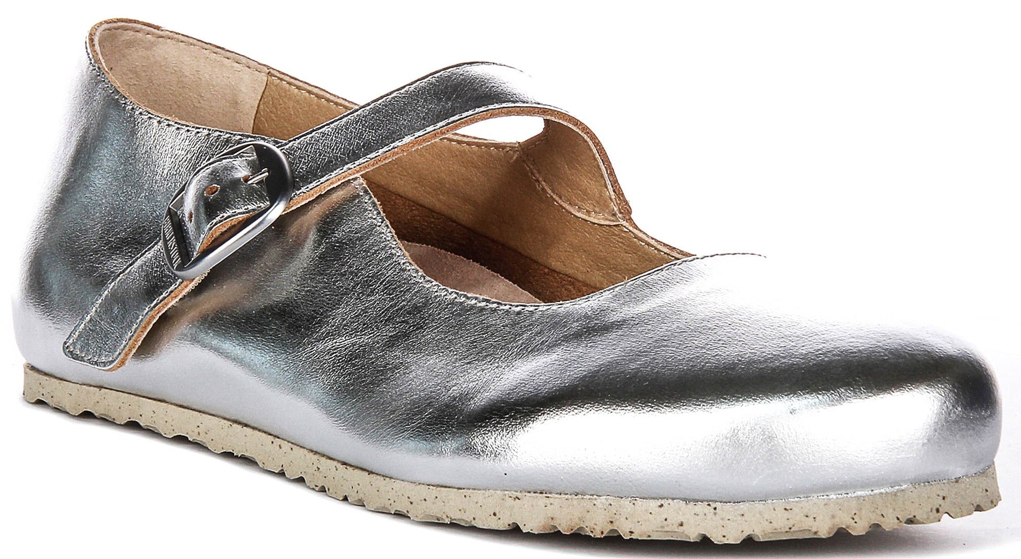 Birkenstock Tracy schoenen | Zilverkleurig kenmerkend Birkenstock-bovenmateriaal voor heren en dames