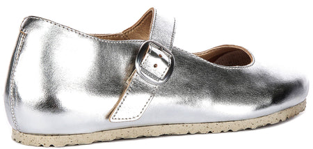 Birkenstock Tracy schoenen | Zilverkleurig kenmerkend Birkenstock-bovenmateriaal voor heren en dames