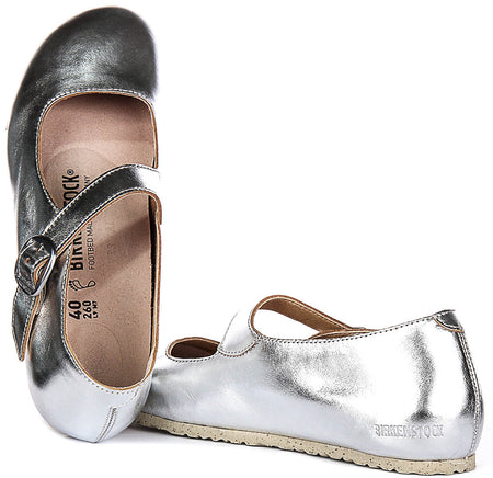 Birkenstock Tracy schoenen | Zilverkleurig kenmerkend Birkenstock-bovenmateriaal voor heren en dames