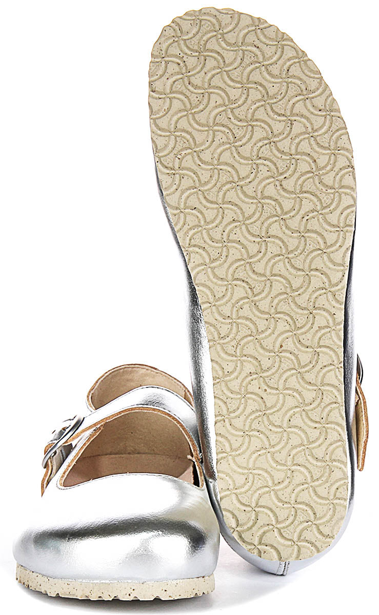 Birkenstock Tracy schoenen | Zilverkleurig kenmerkend Birkenstock-bovenmateriaal voor heren en dames