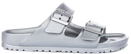 Sandales Birkenstock Arizona | en EVA argenté pour hommes et femmes – largeur étroite