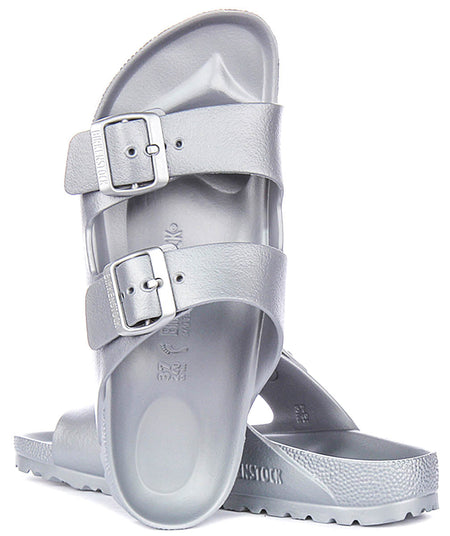 Sandales Birkenstock Arizona | en EVA argenté pour hommes et femmes – largeur étroite