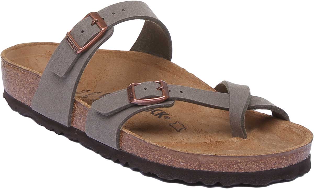 Birkenstock Mayari sandalen | steenkleurig Birko-Flor - metallic afwerking voor dames