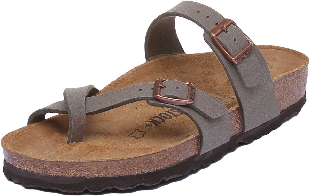 Birkenstock Mayari sandalen | steenkleurig Birko-Flor - metallic afwerking voor dames