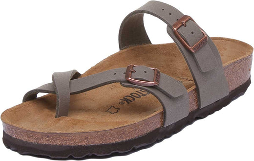 Birkenstock Mayari sandalen | steenkleurig Birko-Flor - metallic afwerking voor dames
