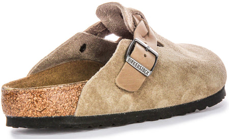 Sabots Birkenstock Boston | Cuir suédé taupe - bride tressée pour femmes