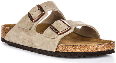 Sandali Birkenstock Arizona | Pelle scamosciata color tortora - Plantare morbido da uomo e da donna