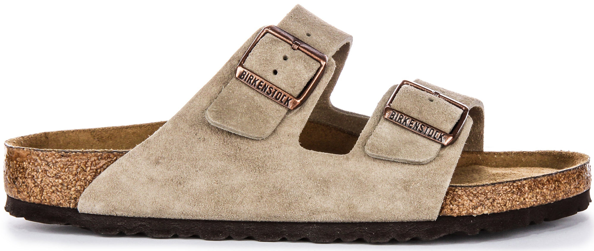 Sandali Birkenstock Arizona | Pelle scamosciata color tortora - Plantare morbido da uomo e da donna