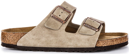 Sandali Birkenstock Arizona | Pelle scamosciata color tortora - Plantare morbido da uomo e da donna