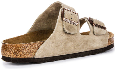 Sandali Birkenstock Arizona | Pelle scamosciata color tortora - Plantare morbido da uomo e da donna