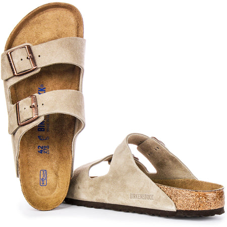 Sandali Birkenstock Arizona | Pelle scamosciata color tortora - Plantare morbido da uomo e da donna