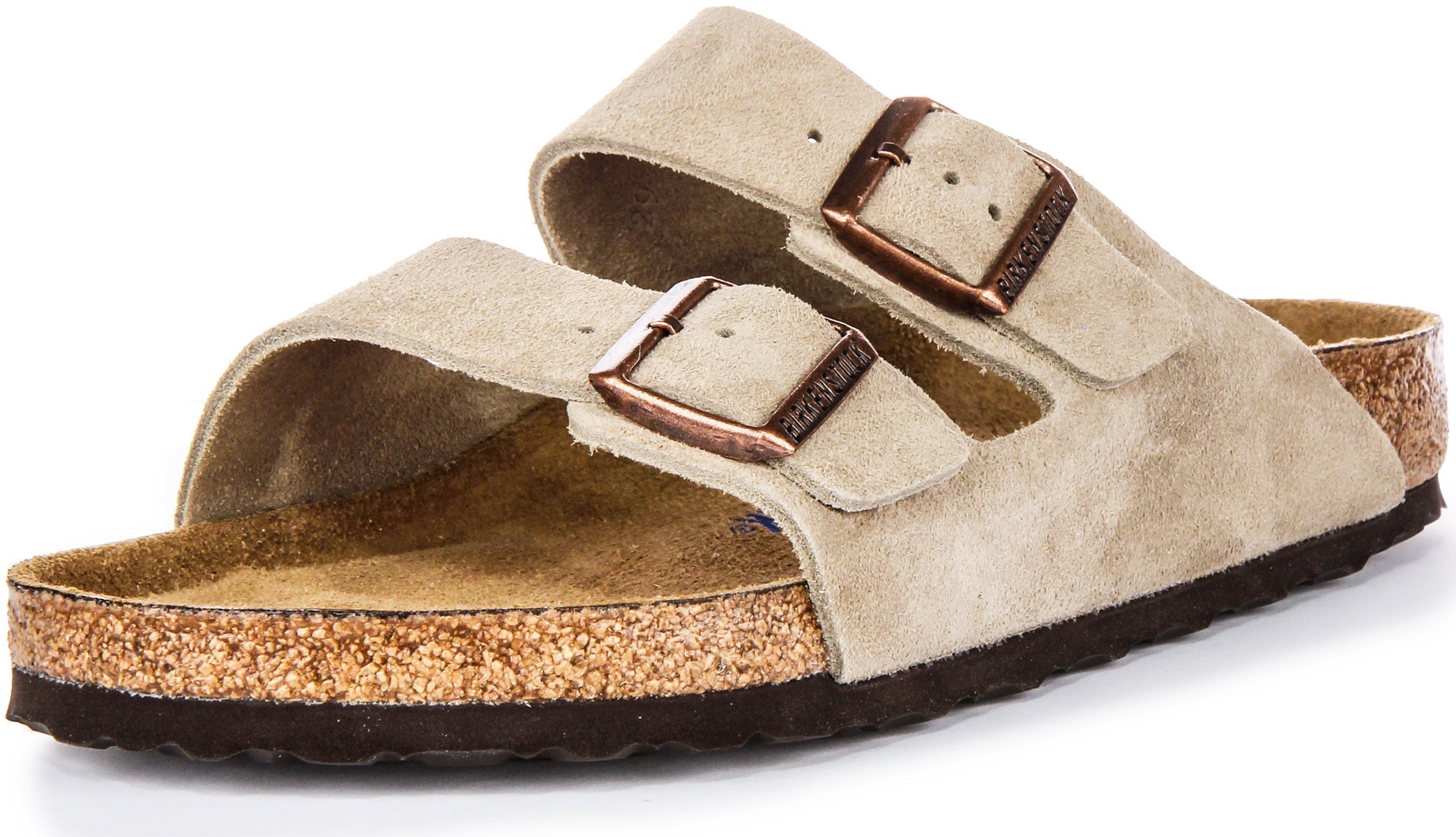 Sandali Birkenstock Arizona | Pelle scamosciata color tortora - Plantare morbido da uomo e da donna
