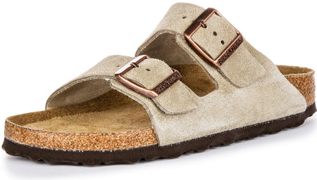 Birkenstock Arizona sandalen | Taupe suèdeleer - zacht voetbed voor dames - smalle pasvorm