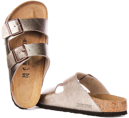 Birkenstock Arizona-sandalen | taupekleurige Birko-Flor voor dames - normale pasvorm