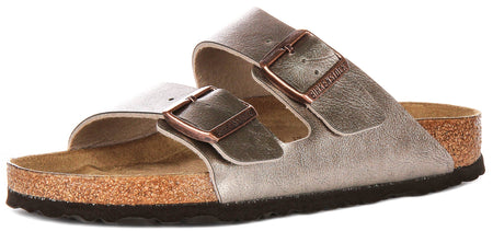 Birkenstock Arizona-sandalen | taupekleurige Birko-Flor voor dames - normale pasvorm