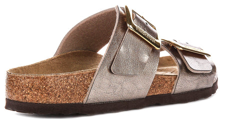 Birkenstock Sydney Cushion-klompen | taupekleurig suèdeleer voor dames – normale pasvorm