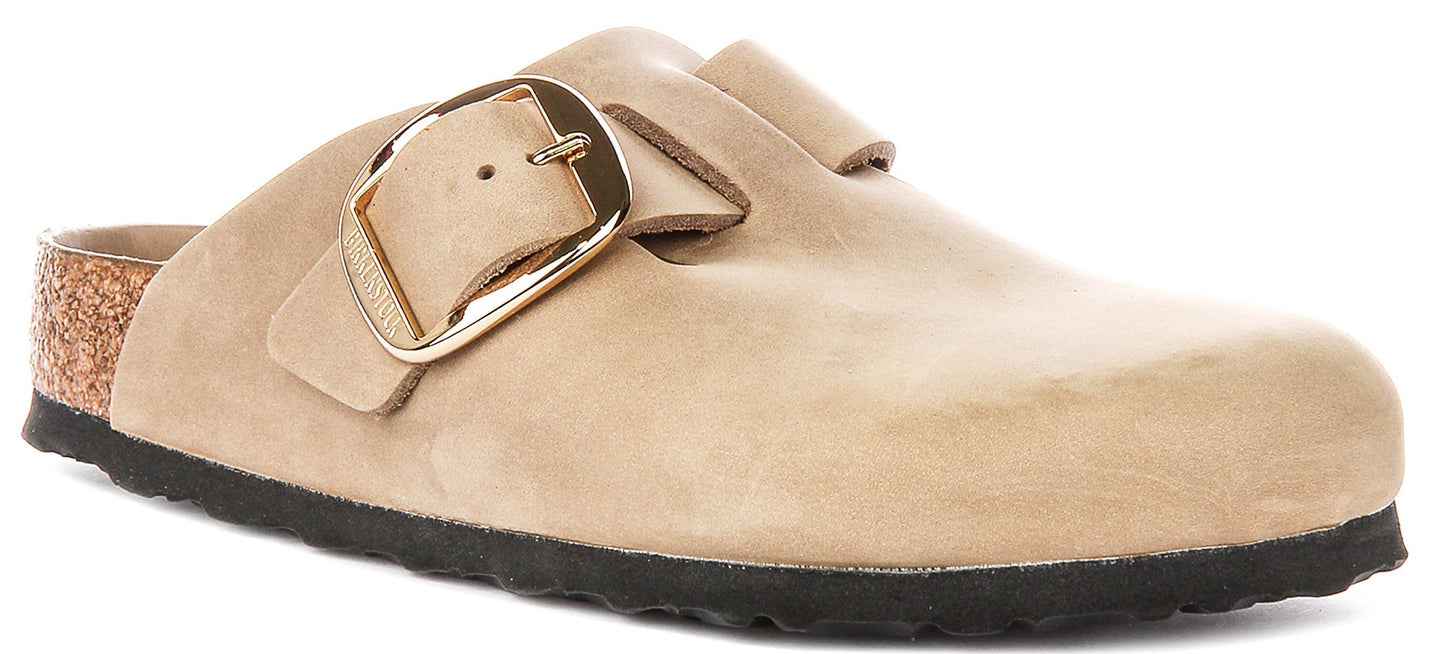 Birkenstock Boston-klompen | tabakkleurig nubuckleer – Big Buckle voor heren en dames – normale pasvorm