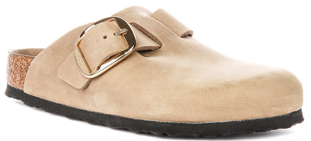 Birkenstock Boston-klompen | tabakkleurig nubuckleer – Big Buckle voor heren en dames – normale pasvorm