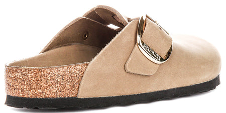 Birkenstock Boston-klompen | tabakkleurig nubuckleer – Big Buckle voor heren en dames – normale pasvorm