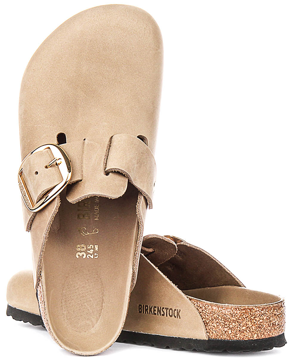 Birkenstock Boston-klompen | tabakkleurig nubuckleer – Big Buckle voor heren en dames – normale pasvorm