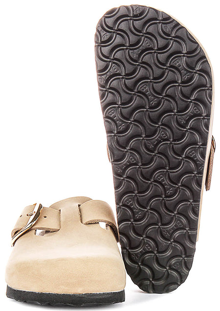 Birkenstock Boston-klompen | tabakkleurig nubuckleer – Big Buckle voor heren en dames – normale pasvorm