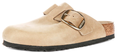 Birkenstock Boston-klompen | tabakkleurig nubuckleer – Big Buckle voor heren en dames – normale pasvorm